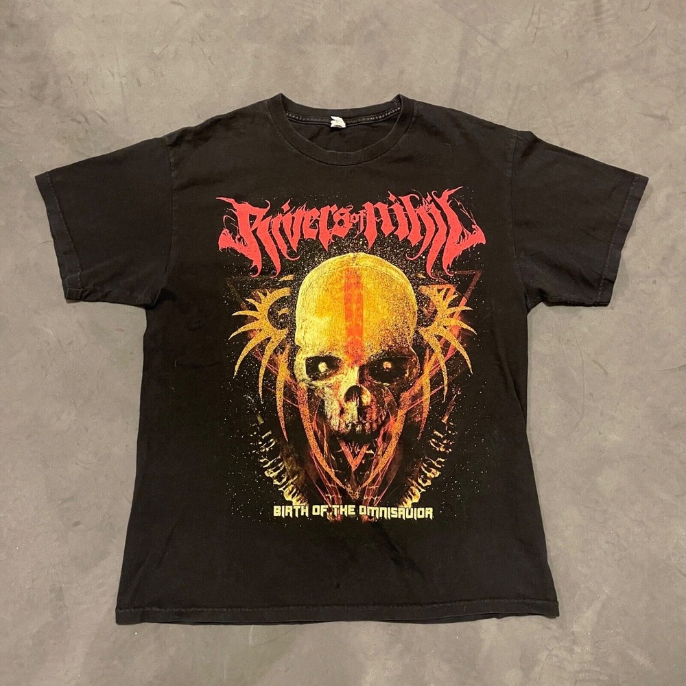 Rivers of Nihil 2010 Streetwear Graphic Band T Shirt Skull‎ Graphic Tee Mens L